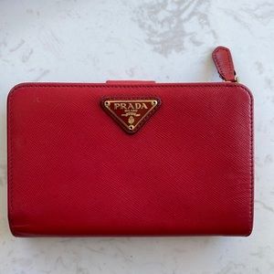 Prada Red Saffiano Wallet